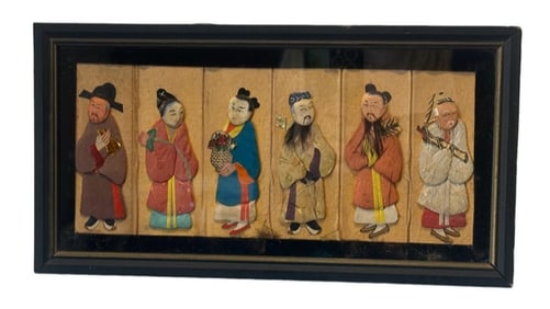 Chinese Antique Immortals Silk Paper Dolls