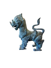Chinese Tibetan Bronze Foo Dog Sculpture