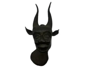 Benin Bronze Horned Hanging Mask