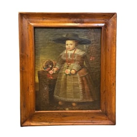 Trevor James Signed Oil on Canvas 20th Century School Child with Flowers