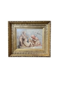Constantine Makowsky /Konstantin Makovsky Three Cherubs Oil On Board
