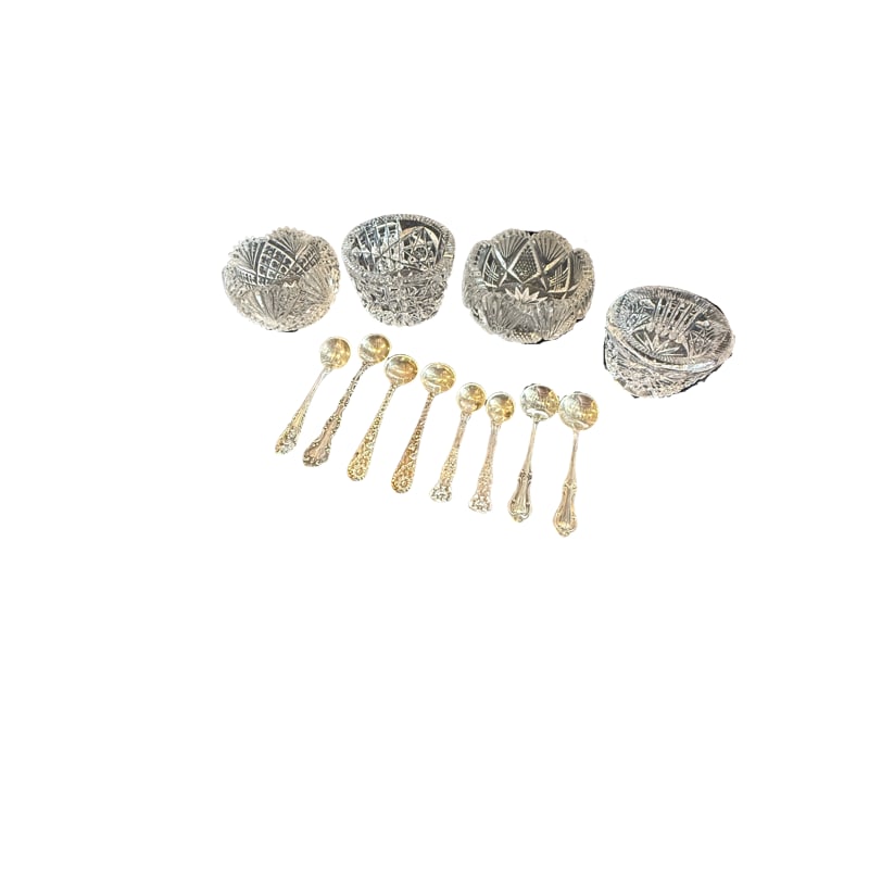 Vintage Sterling Salt Spoons including Chantilly by Gorham, S Kirk and Son Repousse Sterling (1 of 6)