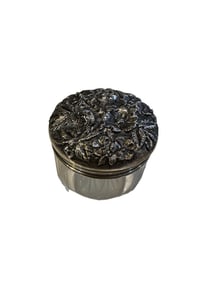 S. Kirk and Sons Sterling Silver Repousse and Crystal Inkwell/DRESSER JARS