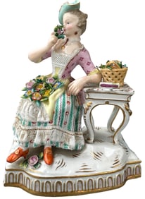 Meissen (German) Painted Porcelain Figurine, Sense of Smell