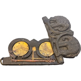 Antique Balance Scale In Carved Wood Elephants Case - Opium Scale
