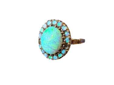 10K  Antique Edwardian Era Opal/ Gold Fire Opal Ring