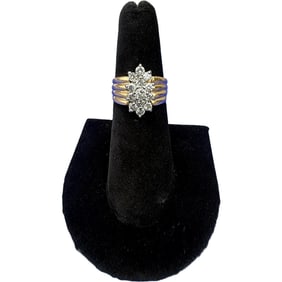 14K Gold Diamond Cluster Ring
