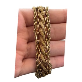 Vintage 14K Gold Woven Bracelet - 31 grams