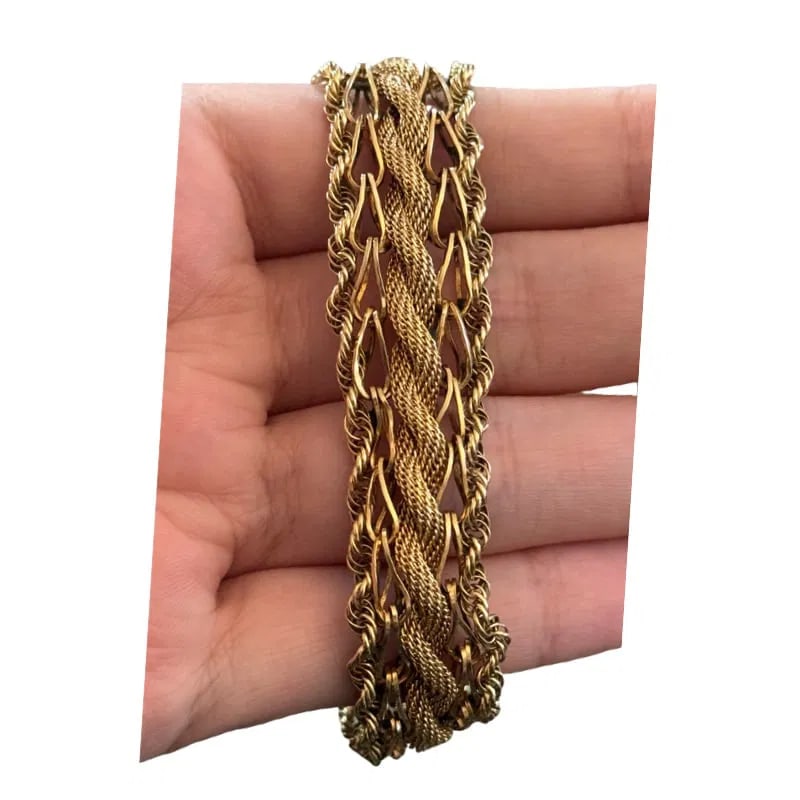 Vintage 14K Gold Woven Bracelet - 31 grams (1 of 6)