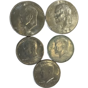 Set of two Eisenhower Coins and three Kennedy Coins