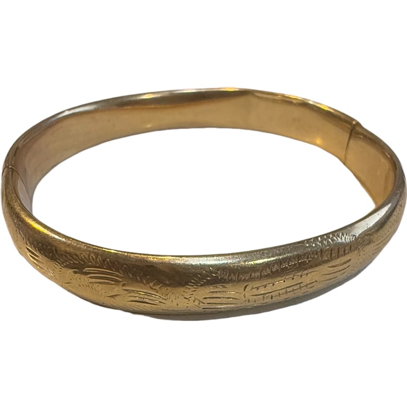 14K Gold Etched Bangle Bracelet (1 of 5)