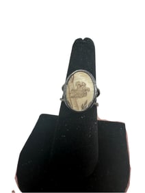 Sterling silver Scrimshaw ring of a Koala