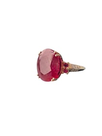 14K Yellow Gold Mahaleo Ruby Ring with Diamond Accents