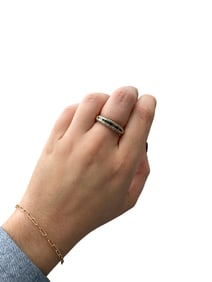 10K Yellow Gold  Ring with Green Diamonds and White Diamonds