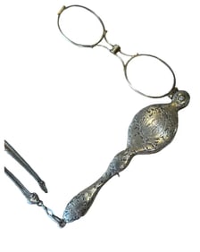 Krementz Art Nouveau Sterling Silver Lorgnette/Folding Opera GLASSES Reading Glasses