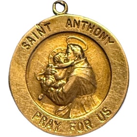 14K Gold Saint Anthony Pendant / Charm