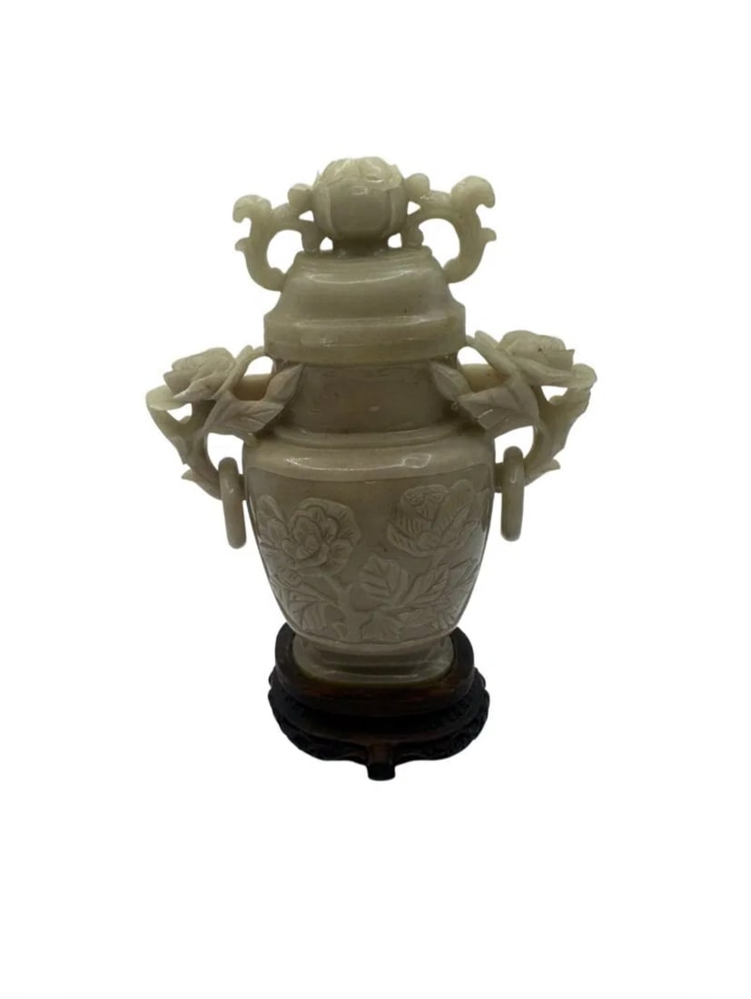 Chinese Jade Carved Stone Temple Jar With Lid (1 of 10)