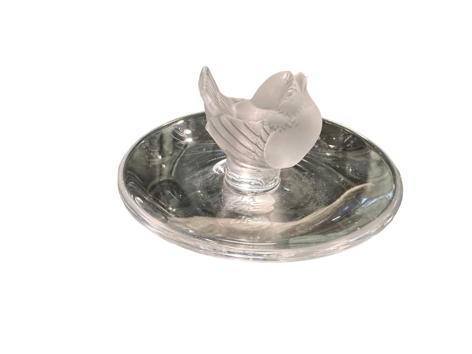 Lalique crystal finch ring dish signed (1 of 5)
