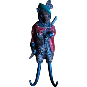 Modern Carved Wooden Hunting Fox Coat Hook / Whip Hook