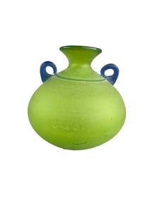 Murano Signed Franco Moretti Acid-Green Scavo Vase