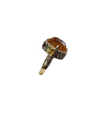 14K White Gold Ring With Citrine Quartz and Colored Stones