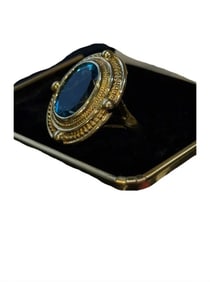 14K Yellow Gold Ring With Synthetic Blue Spinel