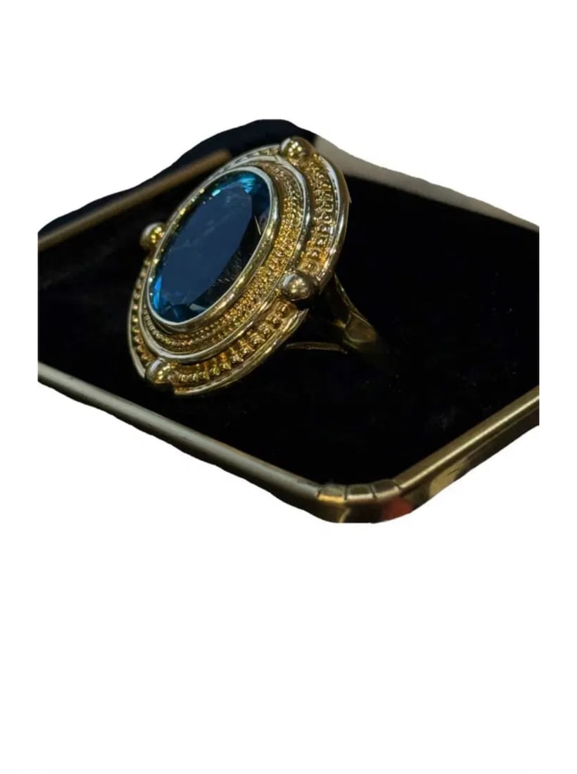 14K Yellow Gold Ring With Synthetic Blue Spinel (1 of 6)