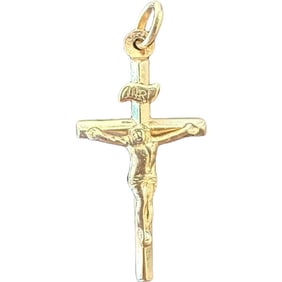 18K Yellow Gold Crucifix Cross - Made in Italy