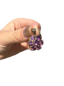Amethyst Pendant 10K Yellow Gold Cluster Starburst