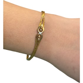 14K Yellow Gold Bracelet with Round Full Cut Diamonds