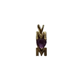 14K Yellow Gold Mom Pendant with Amethyst