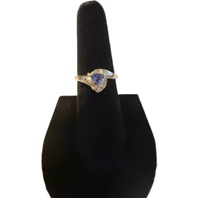 14K White Gold Tanzanite and Diamond Ring