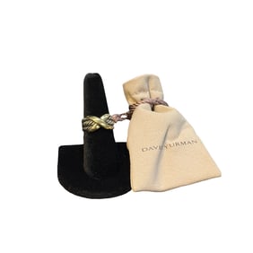 14K and Sterling Silver David Yurman Two Tone X Cable Band Ring