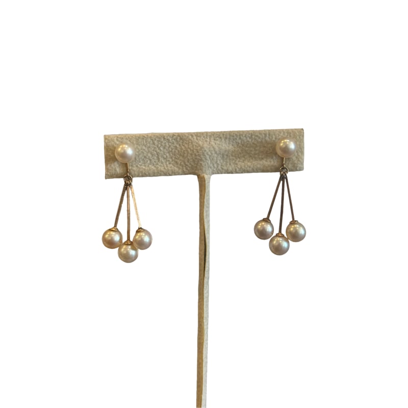 Vintage 14K Gold Pearl Drop Earrings Non Pierced Screw back (1 of 6)