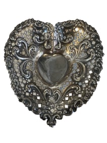 Vintage Gorham Sterling Silver Heart Shape Nut Dish 966