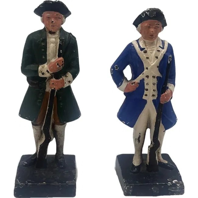 Two Cast Iron Hand Painted Colonial Minute Man (1 of 6)