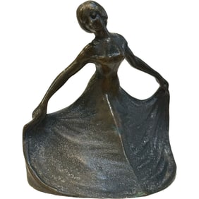 Josef Kratina Antique Dinner Bell Bronze Sculpture Paperweight Figure