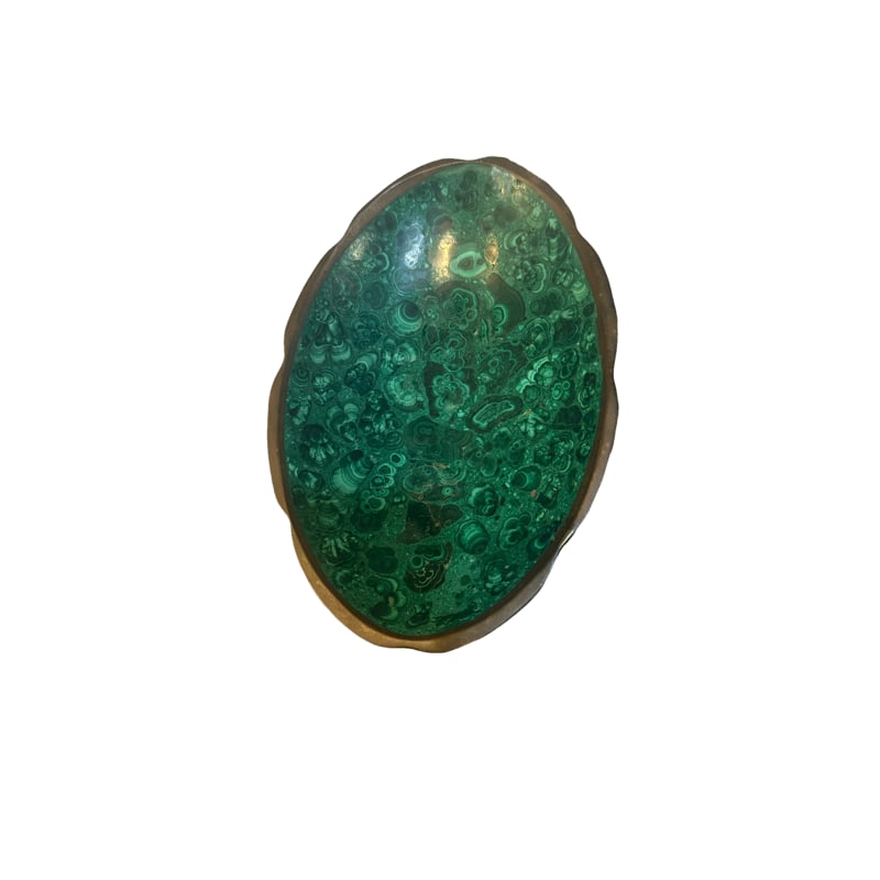 1970s Malachite and Brass Trinket Dish / Bowl (1 of 2)