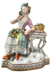 Meissen (German) Painted Porcelain Figurine, Sense of Smell
