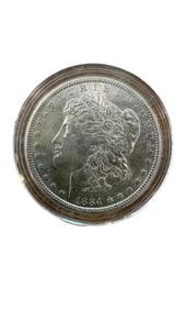 Morgan 1884 Silver Dollar In Case no mint mark