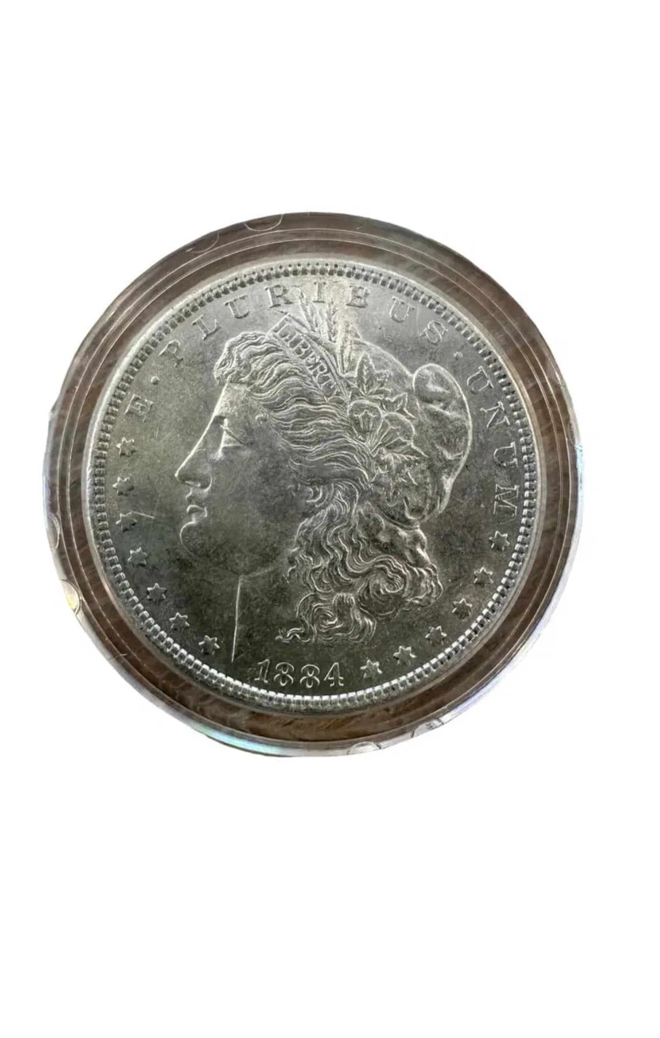 Morgan 1884 Silver Dollar In Case no mint mark (1 of 3)