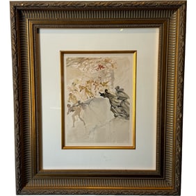 Original Woodcut Salvador Dali ' Mounted On The Seventh Terrace, Lust ' - With COA