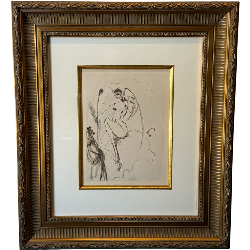 Original Woodcut Salvador Dali ' The Archangel Gabriel ' - COA included (1 of 7)