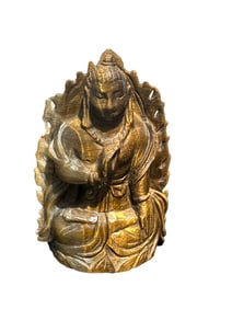 Tiger's Eye?? Guan Yin Avalokiteshvara Buddha Statue signed