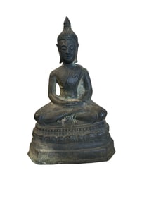 An antique seated Burma Buddha statue, cast bronze, 18th/19th century