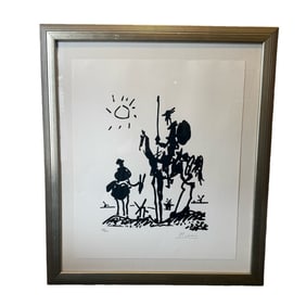 Vintage Pablo Picasso 'Don Quixote Sancho Panza De Mancha' Ink Print Lithograph