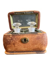 19th Century French Inkwell or Perfume Bottle Travel Case
