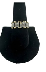 Park Avenue Collection 14K Gold Link Band Ring With Diamonds