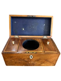 Antique English Mahogany with Satinwood Inlay Tea Caddy
