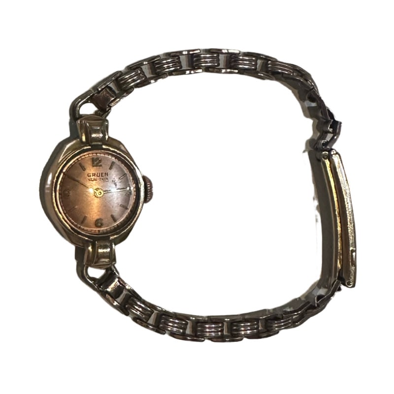 Vintage Gruen Veri Thin mechanical rose gold watch: Vintage Gruen Veri Thin mechanical rose gold watch 6 in. closed 7.75 in. unclasped 11.6g